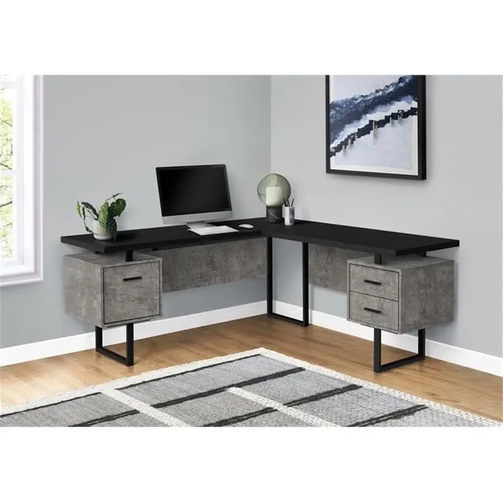 L-Shaped 70 Computer Desk with - đánh giá và giá Desk Setup Grey