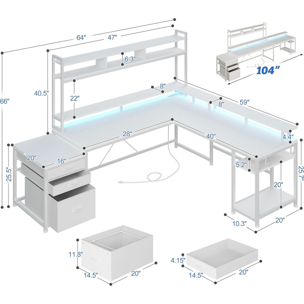 104-inch L-Shaped Desk for Dua - đánh giá và giá Desk Setup L Shaped