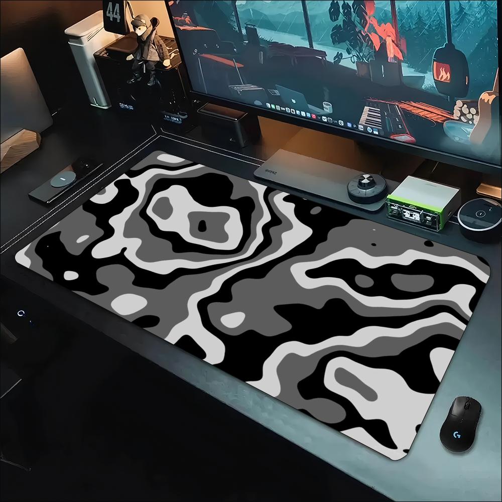 Desk Mat Grey White Topographi - đánh giá và giá Desk Setup Grey
