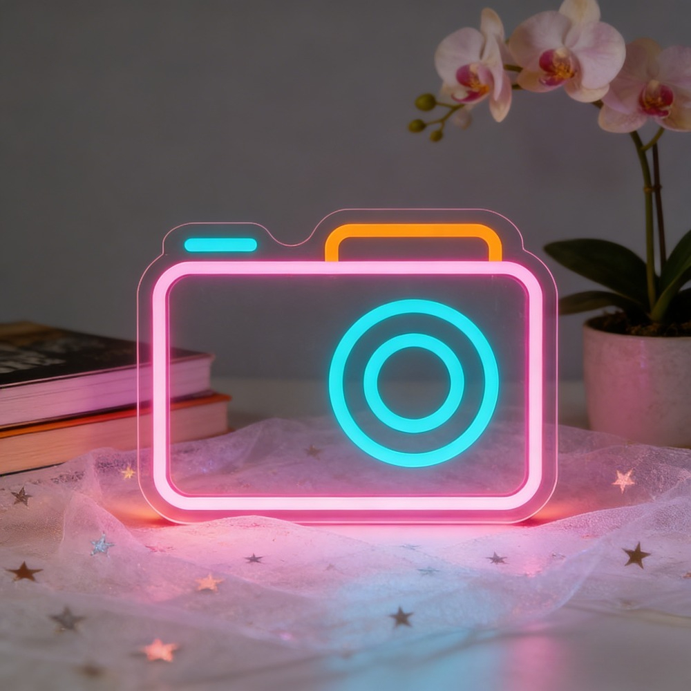 Camera Neon Sign LED Wall Art  - đánh giá và giá Desk Setup Studio