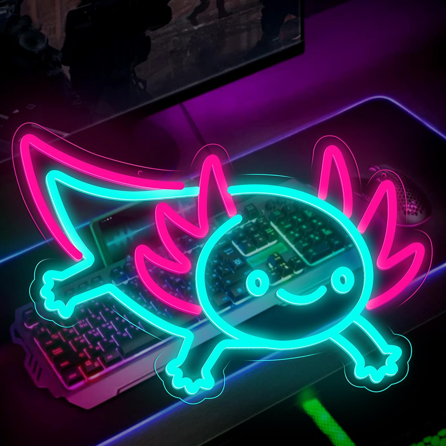 Axolotl Dragon Neon Sign Dimma - đánh giá và giá Desk Setup Studio