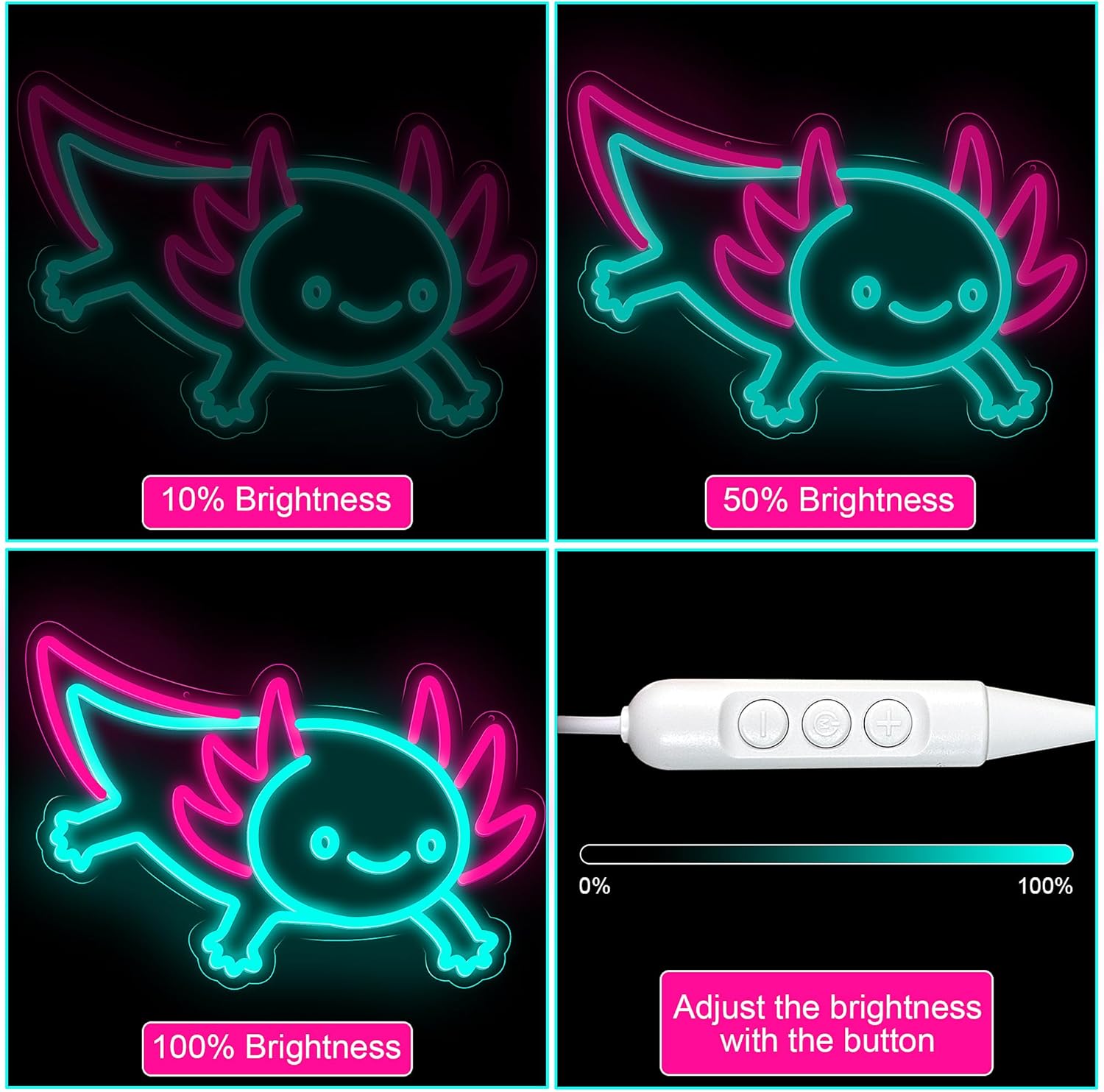 Axolotl Dragon Neon Sign Dimma - đánh giá và giá Desk Setup Studio