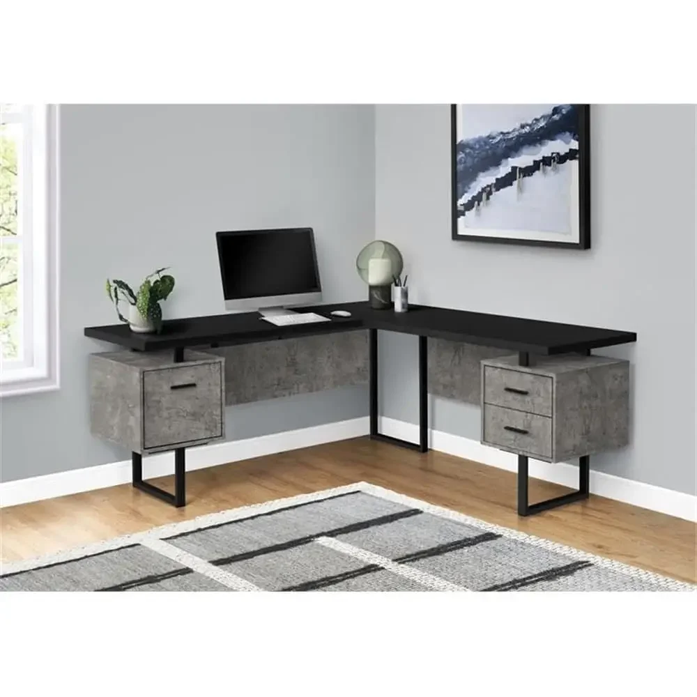 L-Shaped 70 Computer Desk with - đánh giá và giá Desk Setup Grey