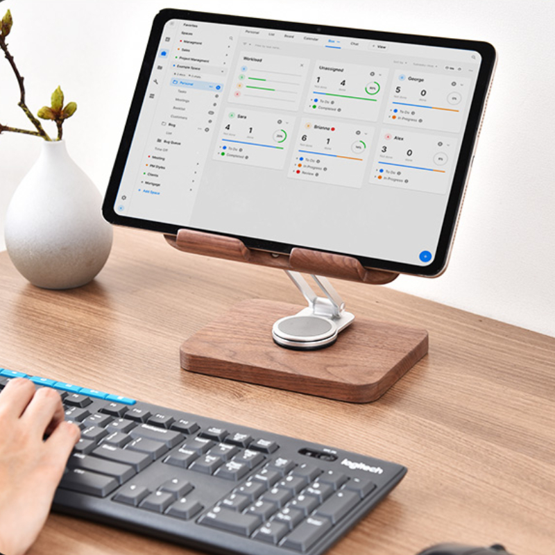 Black Walnut iPad Stand with 3 - đánh giá và giá Desk Setup With Ipad