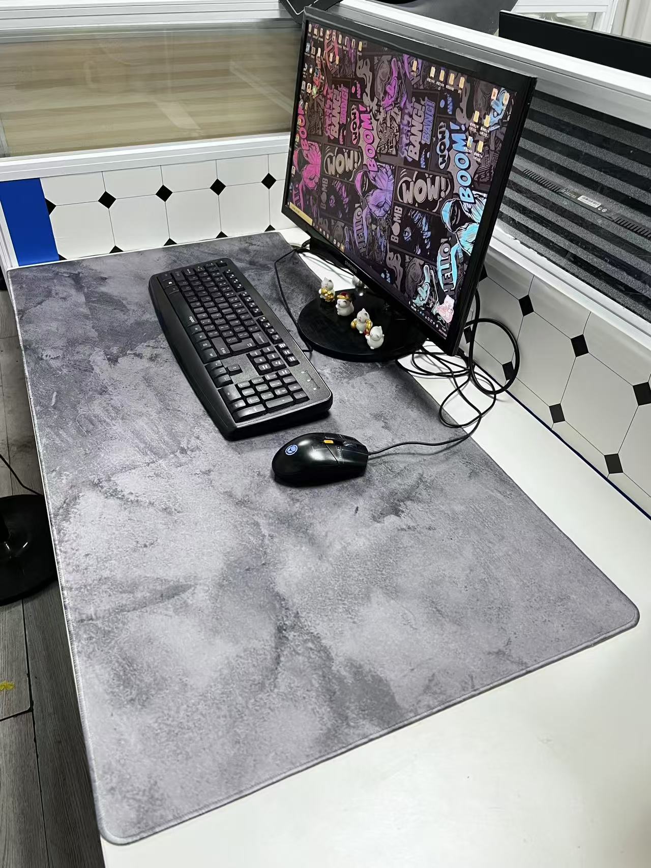 Grey Marble Big Mousepepad Mou - đánh giá và giá Desk Setup Grey