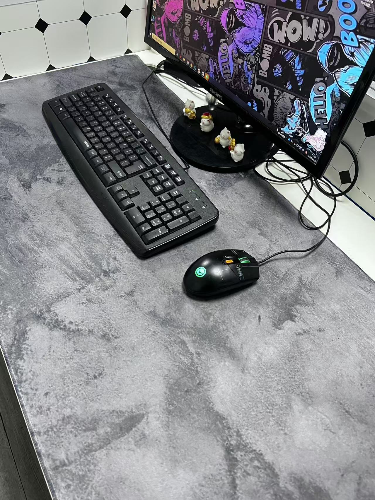 Grey Marble Big Mousepepad Mou - đánh giá và giá Desk Setup Grey