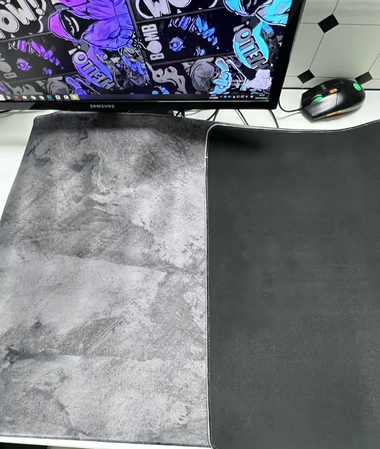 Grey Marble Big Mousepepad Mou - đánh giá và giá Desk Setup Grey