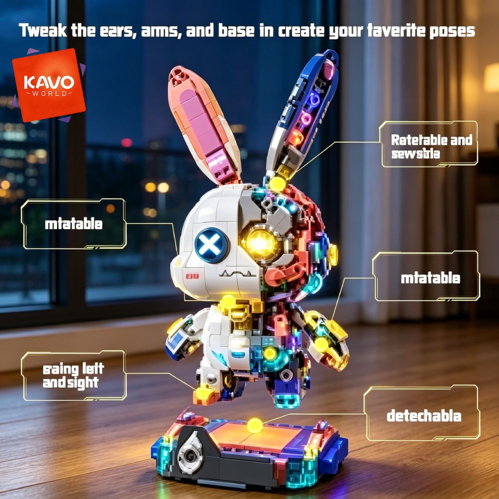 KAVOWORLD 1377PCS Robot Rabbit - đánh giá và giá Desk Setup Kit