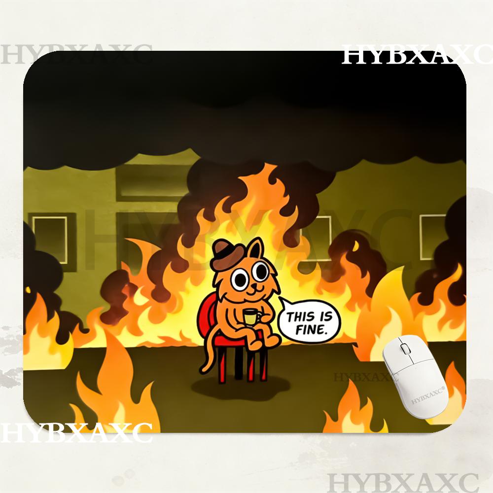 HYBXAXC This Is Fine Cat Meme  - đánh giá và giá Desk Setup Or Set Up
