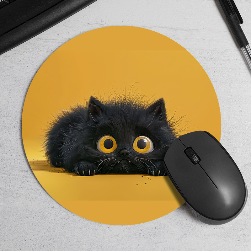 Cute Black Cat Round Mouse Pad - đánh giá và giá Desk Setup Or Set Up