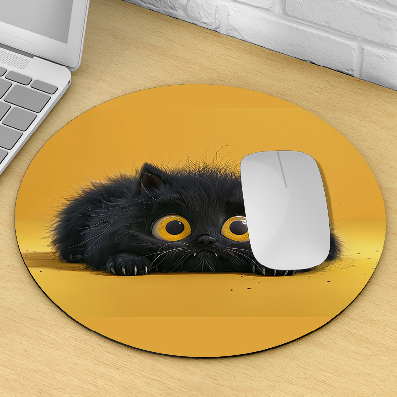 Cute Black Cat Round Mouse Pad - đánh giá và giá Desk Setup Or Set Up