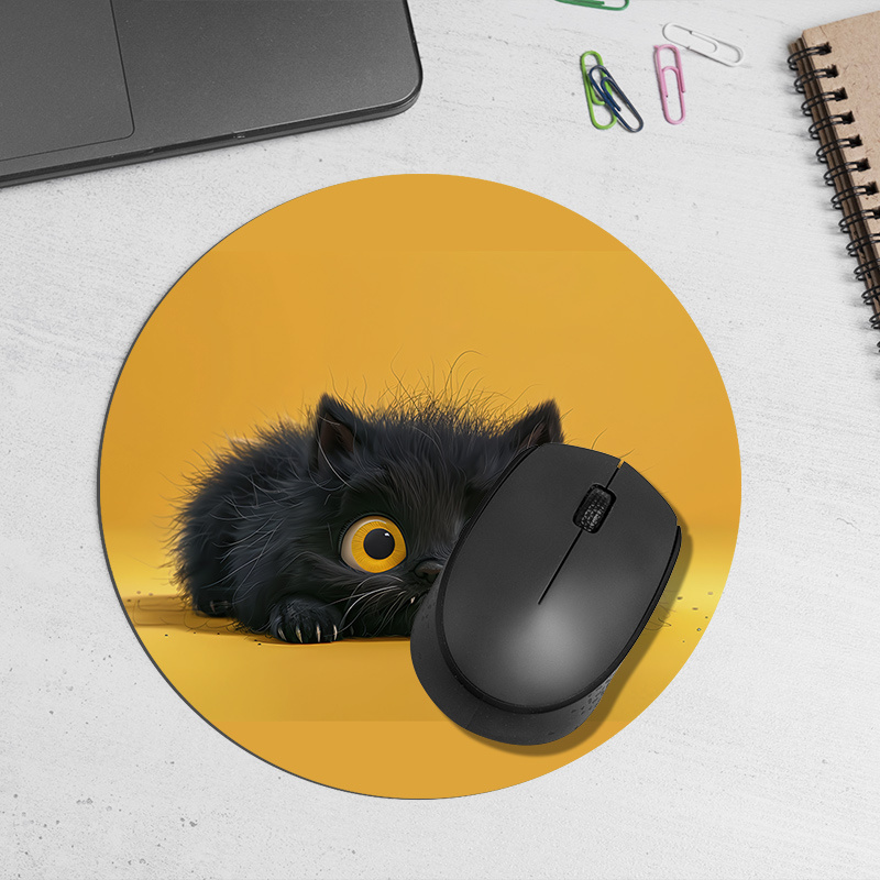 Cute Black Cat Round Mouse Pad - đánh giá và giá Desk Setup Or Set Up