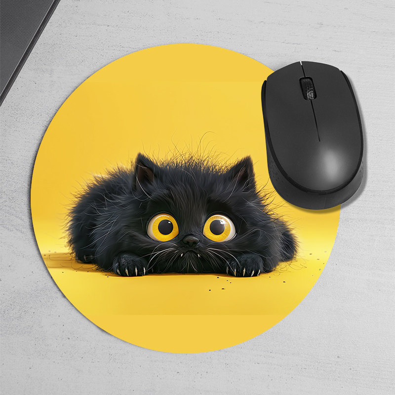 Cute Black Cat Round Mouse Pad - đánh giá và giá Desk Setup Or Set Up